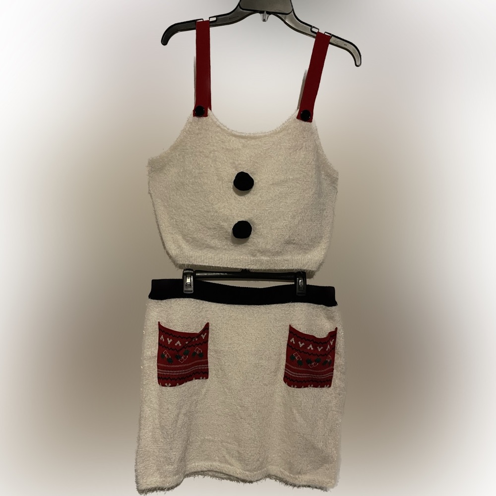HOLIDAY festive CHRISTMAS 2 Piece Ugly Sweater Cami Top & Skirt Set Size XXXL